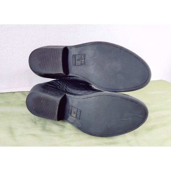 Kids Frye Black Leather Bootie Carson Shortie 13E Unisex Pull On Loops Western - Picture 10 of 13